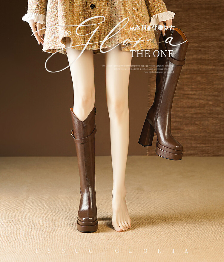 Knee High Boots Women - Zachte leren kniehoge laarzen voor dames,